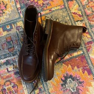 Express Dark Brown Leather Boots, mans size 11.5, great preowned shoes